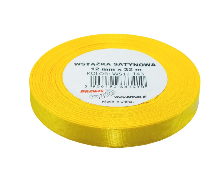 Wstążka satynowa 12mmx32m żółta 2 Brewis